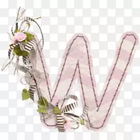 W字母-花卉装饰字母w