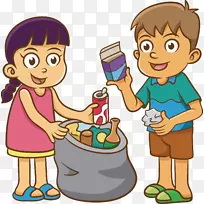 垃圾桶废物容器废物分类.儿童载体的废物收集