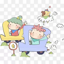 儿童剪贴画-儿童驾驶