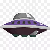 不明飞行物卡通外星生命插图-UFO