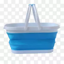 可重复使用的塑料购物车-蓝色折叠桶