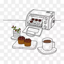 卡通烤箱厨房插图-烤箱