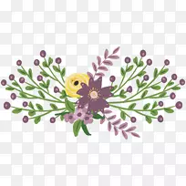 花卉设计水彩画花紫花