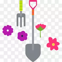 剪贴画-PNG叉铲花卉材料