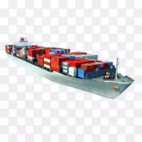 集装箱船海运货船一艘装满彩色箱子的货船