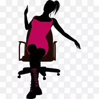 剪影，摄影，免费插画-坐在椅子上的女人