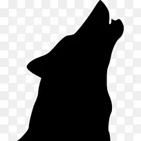 狗黑色和白色侧影鼻头悬崖峭壁