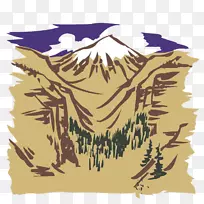 绘画卡通插图.卡通山景