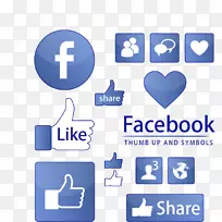 Facebook喜欢按钮符号图标-Facebook上的图表_社会信息，拇指，蓝色的，可编辑的