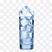 冰立方体碳酸水冰咖啡-大块冰水玻璃