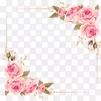 婚礼邀请函玫瑰花粉色剪贴画-玫瑰边框