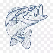 鱼竿海鲜素描-鱼