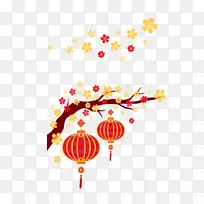 利伯达·格里利新年公鸡-春节桃花红元素