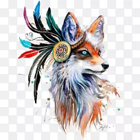 狐画艺术画-狐狸