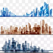 建筑下载图标-彩色玻璃三组现代城市建筑