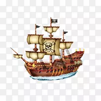 海盗船纸杯蛋糕画-古代航行