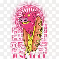 粉红热狗汉堡香肠t恤热狗和猪印
