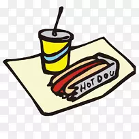 热狗软饮料汉堡快餐剪贴画手绘热狗包子图案