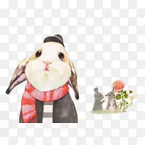 兔画壁纸.手绘小狗兔
