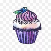 蛋糕松饼甜点紫色墨水蛋糕