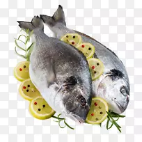 金鱼头鲤鱼柠檬猪肉配料柠檬片和鱼