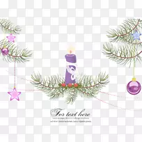 圣诞海报插图-圣诞蜡烛及松树