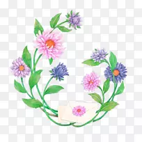 紫色花卉图案-紫色鲜花信封装饰图案