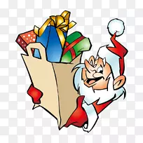Ded Moroz圣诞老人着色书儿童剪贴画-圣诞老人拿着礼物