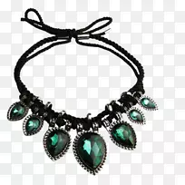 水晶项链玻璃珠宝石英夸张复古绿玻璃水晶项链