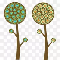 花卉可伸缩图形剪辑艺术-可爱的卡通树