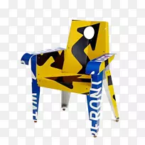 Bally人性化，LLC椅交通标志向上骑自行车家具-黄蓝色硬纸板椅
