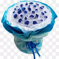 蓝玫瑰-捧着一束蓝色的花