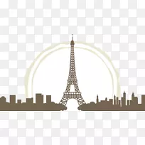 巴黎剪影城市-城市