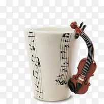 咖啡杯小提琴陶瓷杯