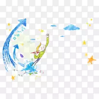 卡通水彩画插图-琼山云晓男孩