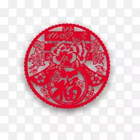 傅氏剪纸新年-春府字红纸剪纸