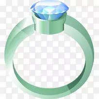 结婚戒指钻石结婚-手绘蓝色钻石。