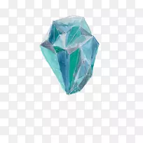 水彩画水晶插图.蓝绿色钻石