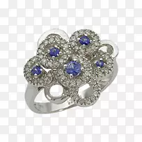 蓝宝石结婚戒指钻石珠宝钻石戒指