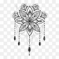 纹身艺术家曼陀罗画-莲花图案