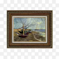 梵高博物馆杏仁花圣玛丽-德拉-迈尔梵高自画像渔船在海滩上的圣玛丽-帆船油画材料