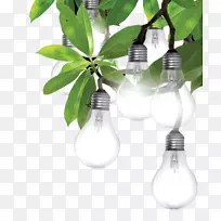 电力工业公用事业-叶上的灯泡