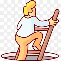 楼梯谷歌插图-用一个梯子从井里爬出来