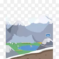 山地草甸插图.草甸脚下积雪覆盖的山脉