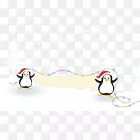 圣诞雪海报-企鹅在雪中嬉戏