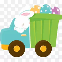 复活节兔子t恤复活节彩蛋夹艺术-小兔子卡通车