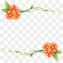 花卉剪贴画-橙色花绿叶红花藤