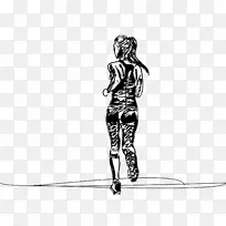 画插图-女马拉松运动员作品素描