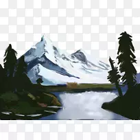 山水画-手绘雪山景观
