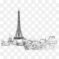 巴黎免版税绘画插图-埃菲尔铁塔素描